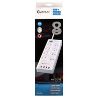 Sansai 8 Way Surge Powerboard with 3x USB, 1x USB-C Charging Ports
