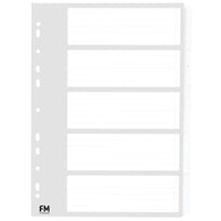FM Indices A4 5 Tab White Cardboard