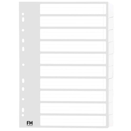 FM Indices A4 10 Tab Cardboard White