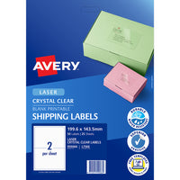 Avery Shipping Label L7566 Crystal Clear 199.6x143.5mm 2up 25 Sheets