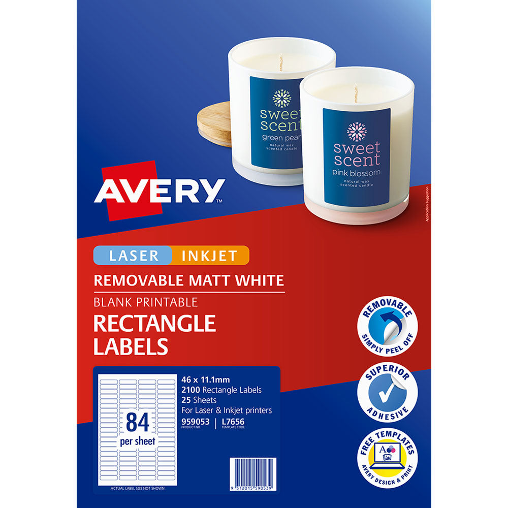 Avery Label L7656 Laser Inkjet 46x11.11m 84up 25 Sheets