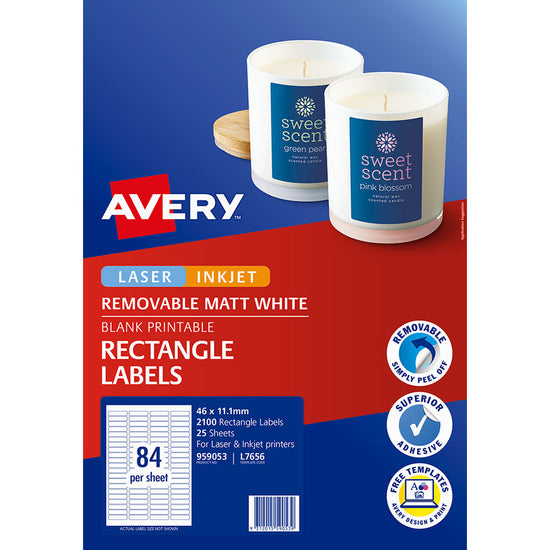 Avery Label L7656 Laser Inkjet 46x11.11m 84up 25 Sheets