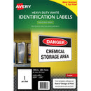 Avery Heavy Duty ID Label L7067 White Laser 199.6x289.1mm 1up 25 Sheets