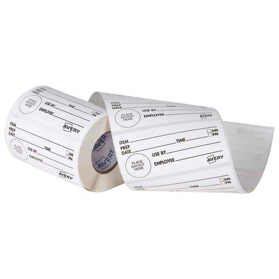 Avery Labels Shelf Life Removable 102x47mm White Black 500 Roll