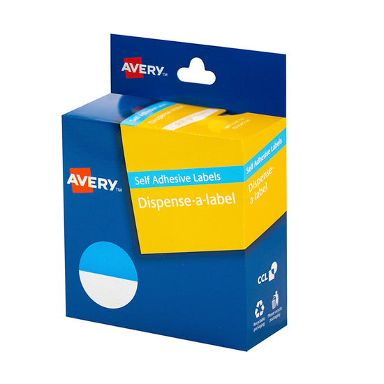 Avery Label Dispenser Blue & White Round 24mm 300 Pack