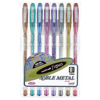 Uni-ball Signo Noble 0.8mm Metal Capped Pack 8 Asstd UM-120