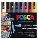 Uni Posca Marker 1.8-2.5mm Med Bullet 8 Pack Dark Colours PC-5M