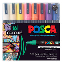 Uni Posca Marker 1.8-2.5mm Med Bullet 16 Piece Asstd PC-5M