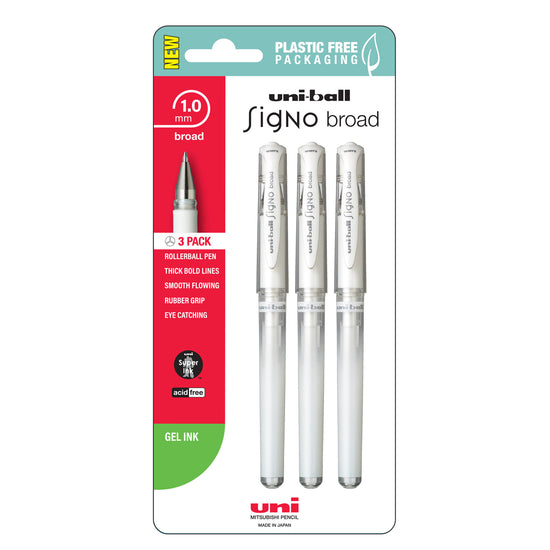 Uni Signo Broad 1.0mm White Hangsell 3pk