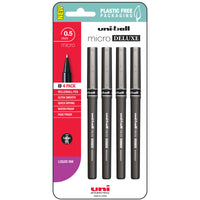 Uni Micro 0.5mm Deluxe Capped Rollerball Black Hangsell Pk4