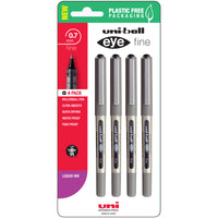 Uni Eye 0.7mm Fine Capped Black Hangsell Pk4