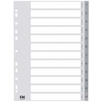 FM Indices A4 1-12 Grey Polyprop
