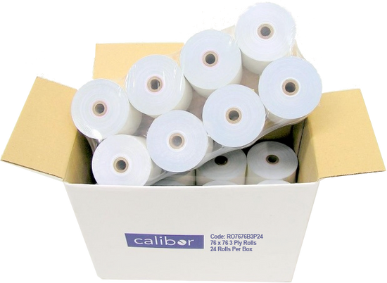 Bond Plain Paper Rolls 76x76mm 3-Ply - Box of 24