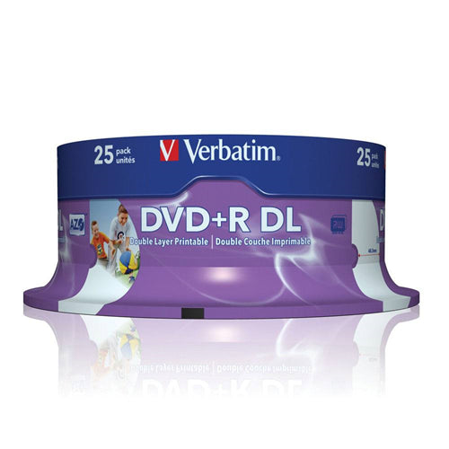 Verbatim DVD+R DL 8.5GB 8x White Wide Printable 25 Pack on Spindle