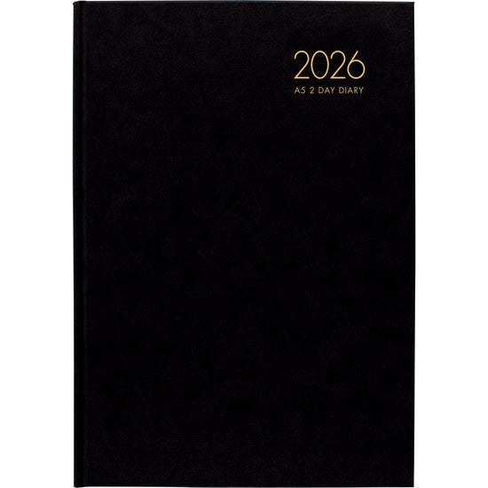 Windsor A42 2 Day To Page Diary Black Even Year