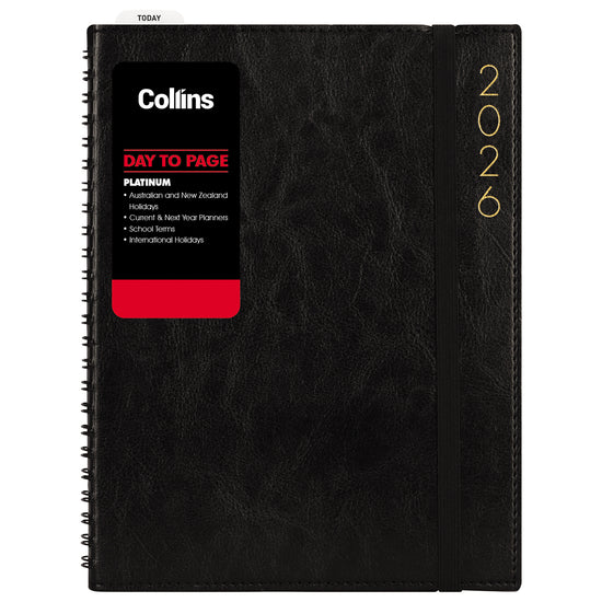 Collins Platinum A41 Day To Page Diary Black Wiro Even Year