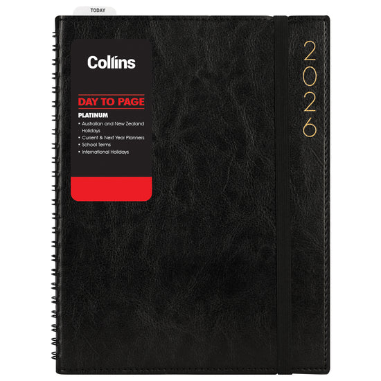 Collins Platinum A51 Day To Page Diary Black Wiro Even Year