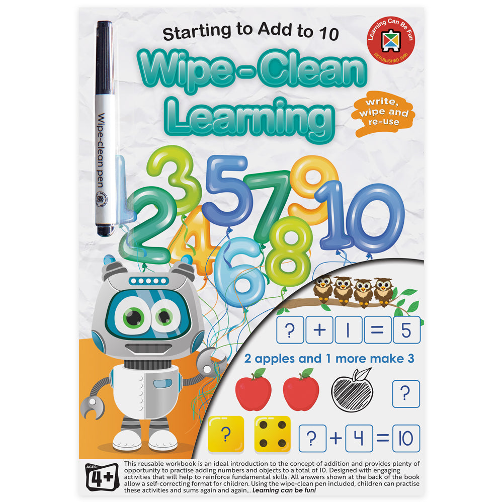 LCBF Wipe Clean Learning Book Starting to Add to 10 W/Marker