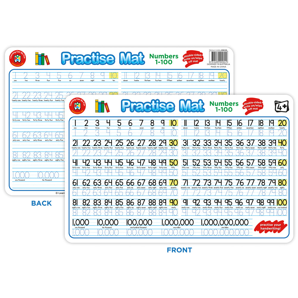 LCBF Practise Mats Numbers 1 to 100