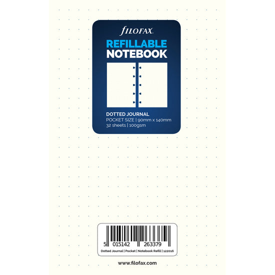 Filofax Notebook Refill Pocket Notepaper Dotted White