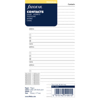 Filofax Organiser Refill Personal Contacts White