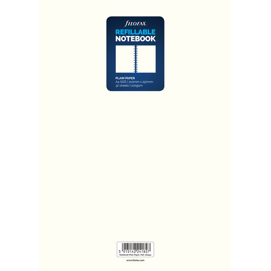 Filofax Notebook Refill A4 Notepaper Plain White