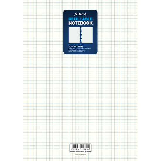 Filofax Notebook Refill A4 Notepaper Squared White