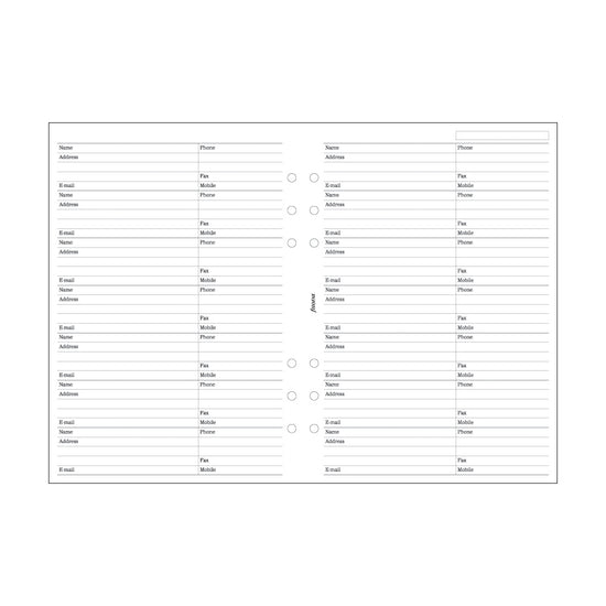 Filofax Organiser Refill A5 Contacts White