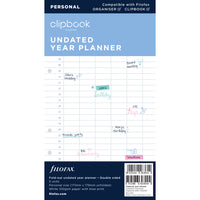 Filofax Clipbook Refill Personal Year Planner Undated