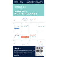 Filofax Clipbook Refill Personal Monthly Planner Undated