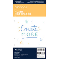 Filofax Clipbook Refill Personal Notepaper Plain White