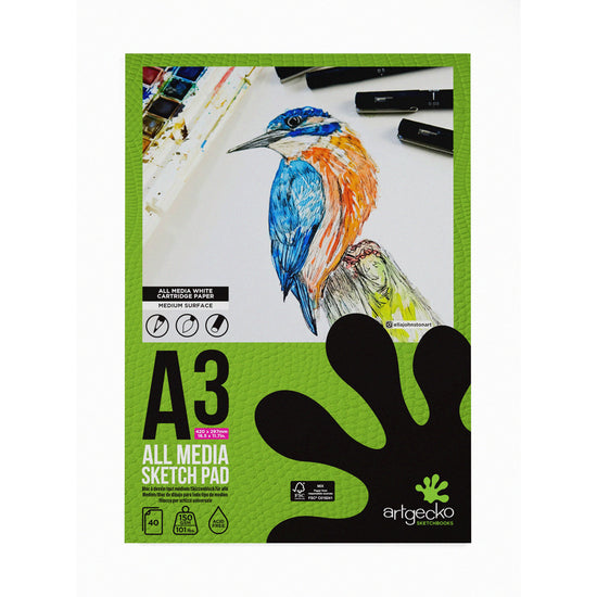 Artgecko Pro All Media Sketchpad A3 40 Sheets 150gsm White Paper