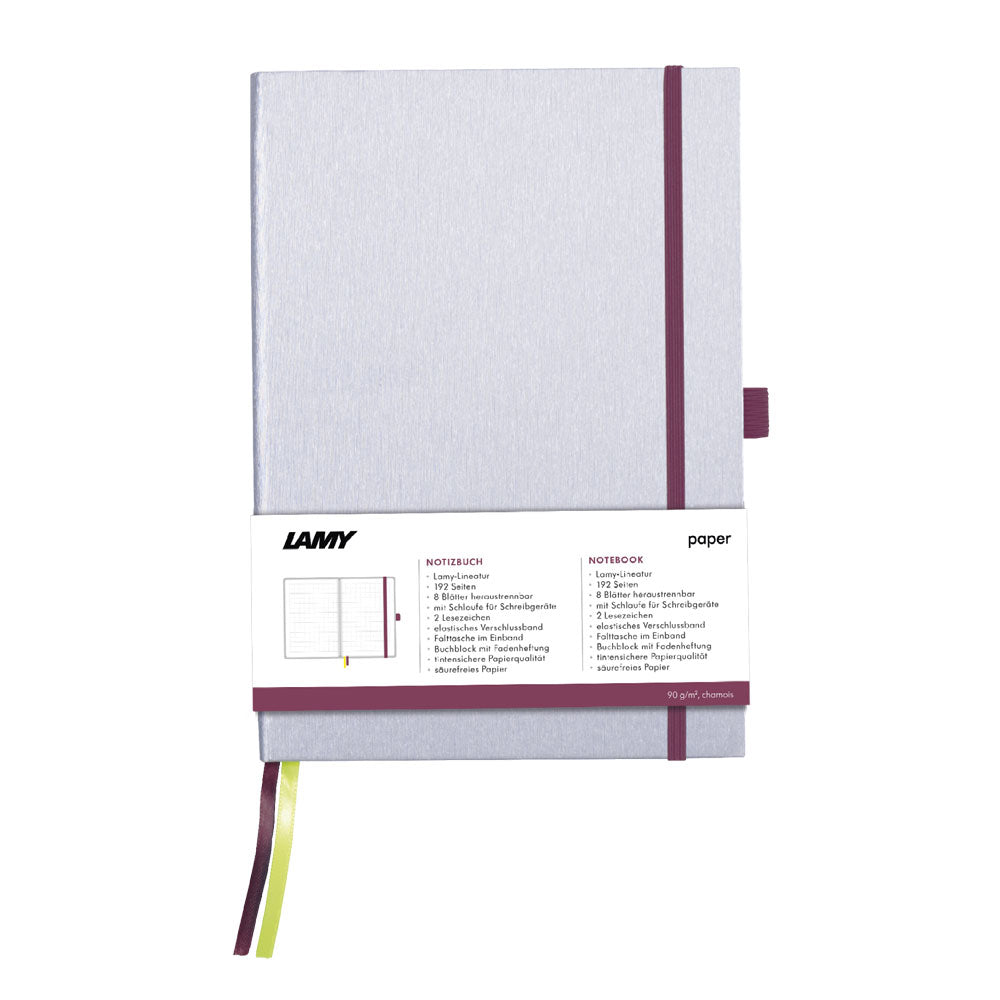 Lamy Notebook A6 Hard Cover Silver with Black Purple Edge