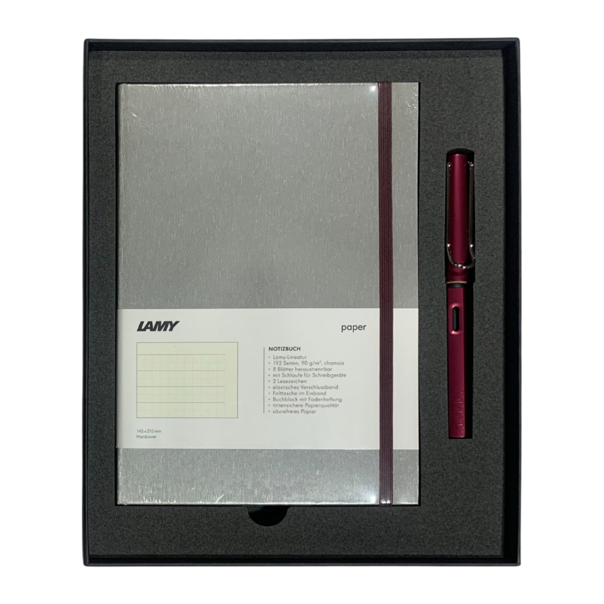Lamy Notebook Fountain Pen Gift Set A5 Hard Cover Black/Purple