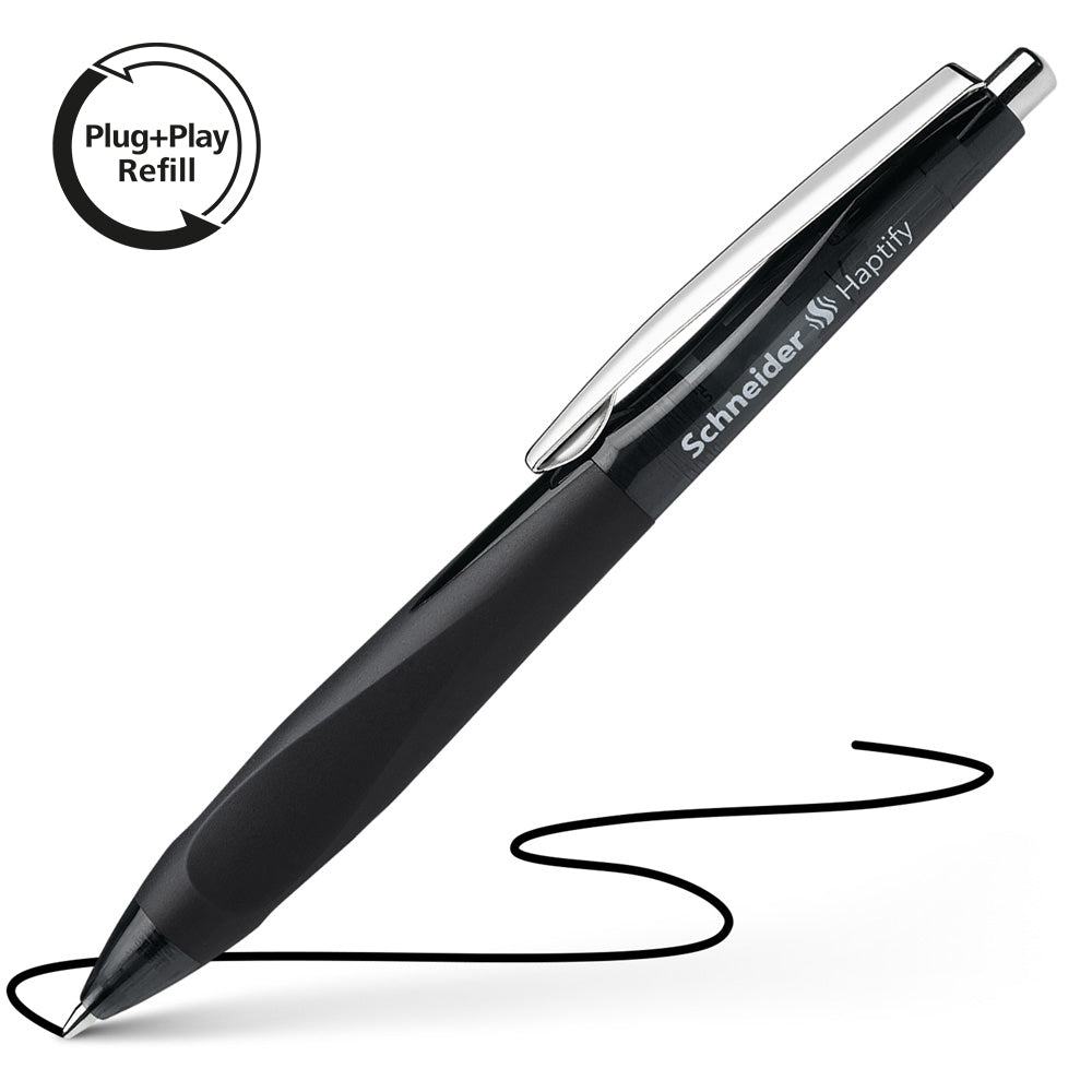 Schneider Ballpoint Pen Haptify Medium Black Ink Black Barrel